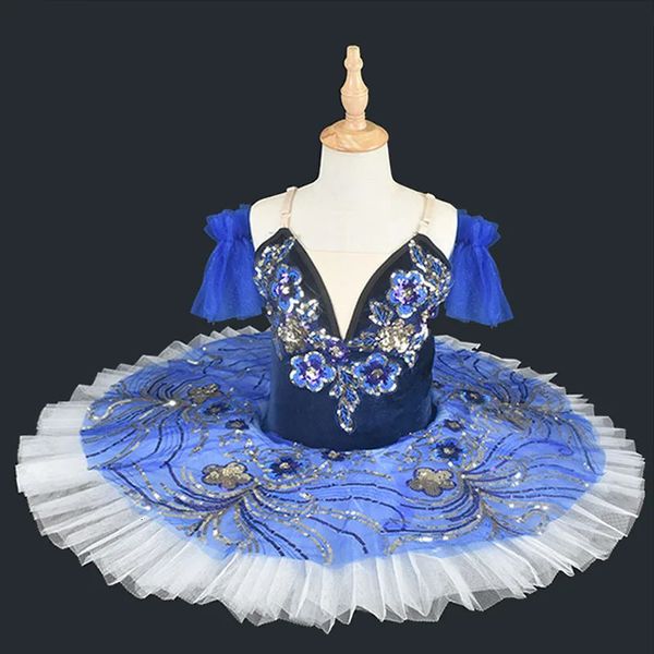 Blue Professional Ballet Tutu Crianças Crianças Meninas Adultos Vestido do Lago Swan Mulheres Panqueca Tutu Ballerina Dança Festa 240510