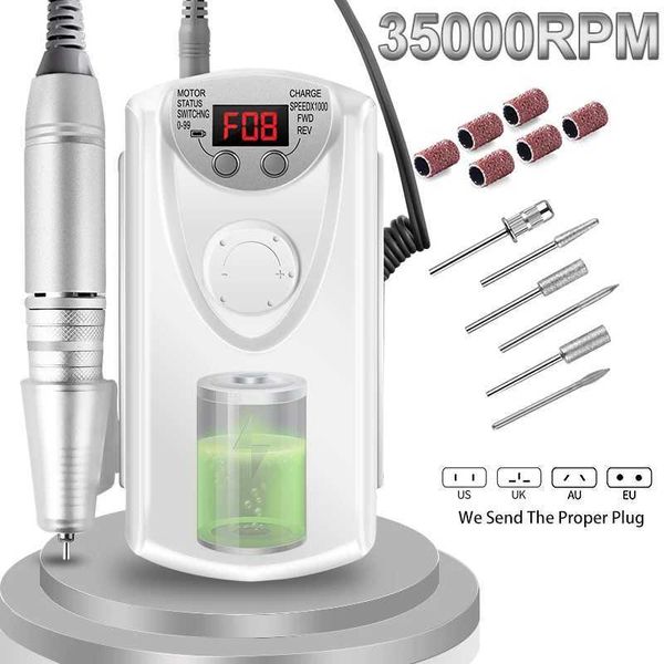 Nail Art Equipment Pro Manicure Machine Brill Electric Bread Brill Portable Poel Manicure Manicure Cutter Conjunto de gel Polhoer SN Equipamento T240510