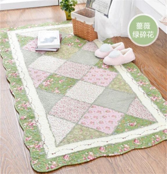 Weiche Quilt -Naht handgefertigtes Patchwork Baumwollteppich Qualität Antislip -Teppiche für Schlafzimmer Wohnzimmer Fußmatte Teppiche 2103017134588