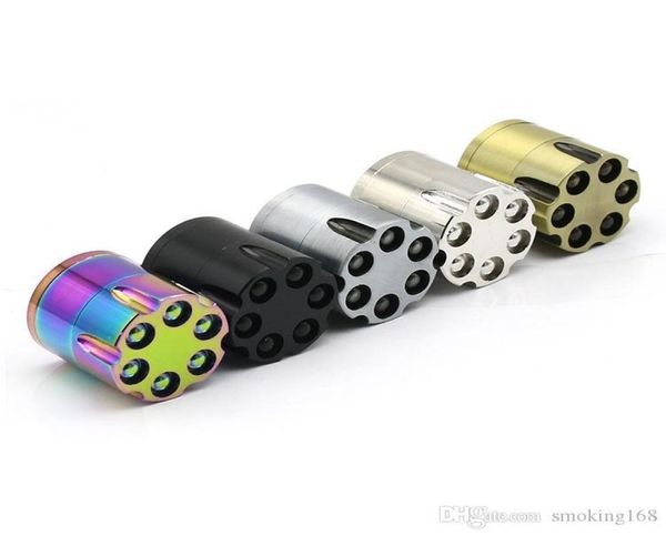 Аксессуары для курения 40 мм 3layer Rainbow Metal Bullet Grinder 6 Shooter Revolver6688112