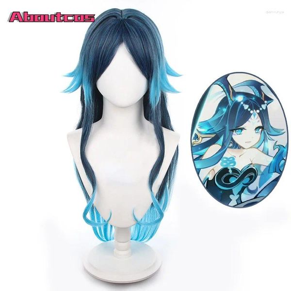 Forniture per feste sul gioco Genshin Impact Yakshas Fanan Cosplay Wig Water Yaksha Blue Long Hair Yasha Gradient Fibre