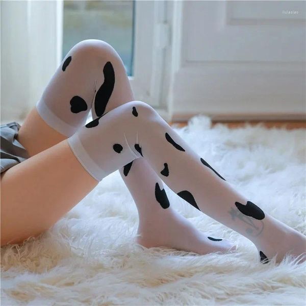 Donne calzini 10 coppie sexy spot di mucca di lingerie stampa calze esotiche cosplay costumi kawaii sopra il ginocchio