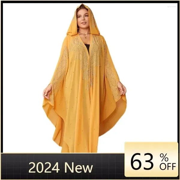 Vestidos étnicos vestidos de tamanho grande para mulheres muçulmanas de manga comprida poliéster poli-tester preto amarelo maxi vestidos de vestido dubai abaya kaftan