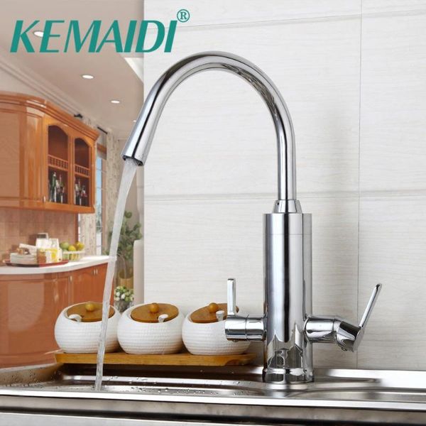 Кухонные смесители Kemaidi Deck монтаж с двумя ручками для очистки воды на 360 градусов вращающийся смеситель смеситель для смесителя для холодной раковины смеситель
