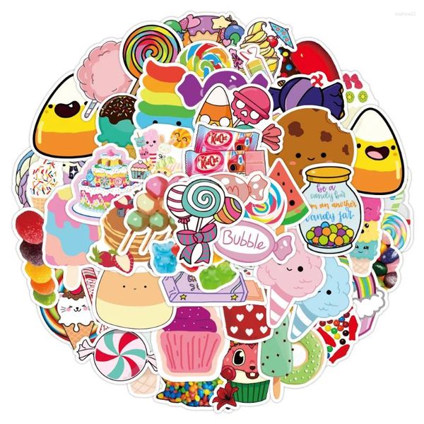 Wrap regalo 50/100 pezzi Ins Cartoon Colorful Candy Adesions PVC Decaline impermeabili per bambini Giochi per ragazzi Gifts Regali