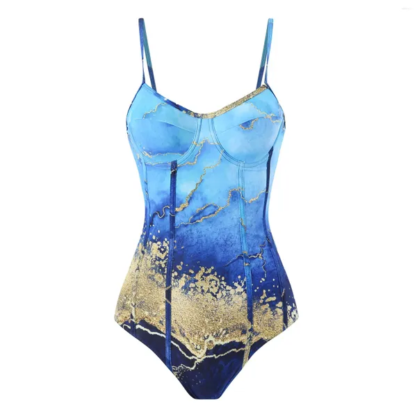 Menas de banho feminina 2024 Mulheres impressas Push -boites de maiô para cima Bathers Bathing Swim Sudra Arma de praia Swimming Summer Bodysuit