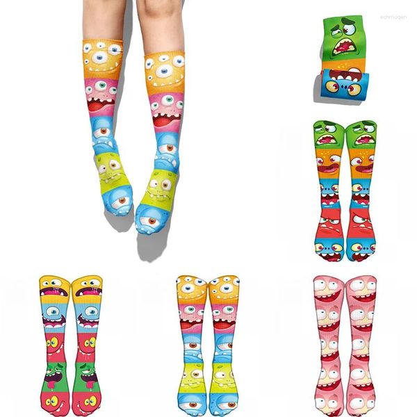 Herrensocken gedruckt Happy Funny Cartoon Muster Sock Casual Hip Hop kreative weiche große Größe Neuheit Calcetinen Hombre Divertido