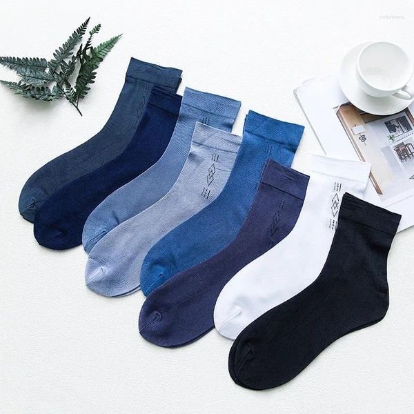 Meias masculinas verão masculino ultrafino de nylon de nylon longo negócio masculino moda casual cor sólida cor preta branca sox