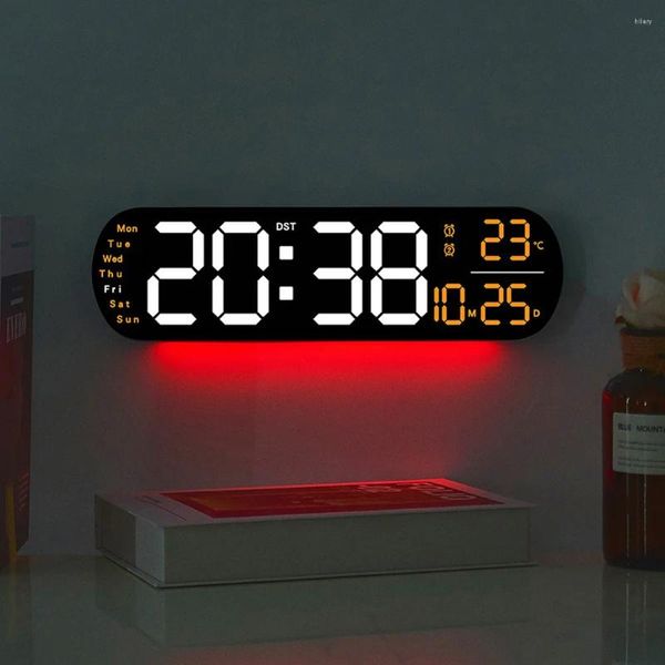 Настенные часы будильник Светодиодный монтаж с надписью с 12/24 часа