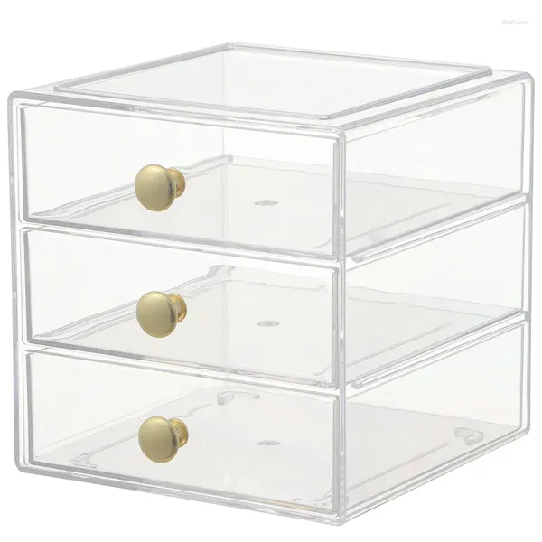 Speicherflaschen moderne Acrylkosmetikbox Transparent 3-Layer-Schubladen-Make-up-Organisator Juwely Container Organiseurs de Rangement