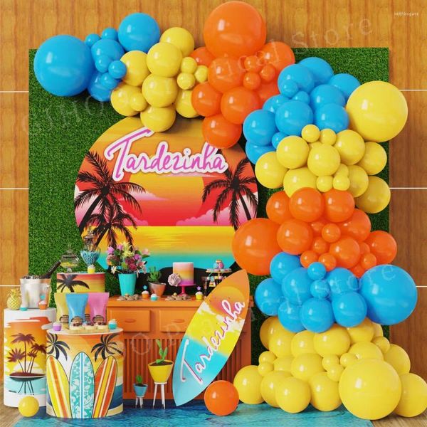 Decoração de festa 1set Hawaiian Beach Balloon Garland Arch Kit Tropical Summer Outdoor Latex Decoratoatões de Balon Aloha Decoração do chá de bebê