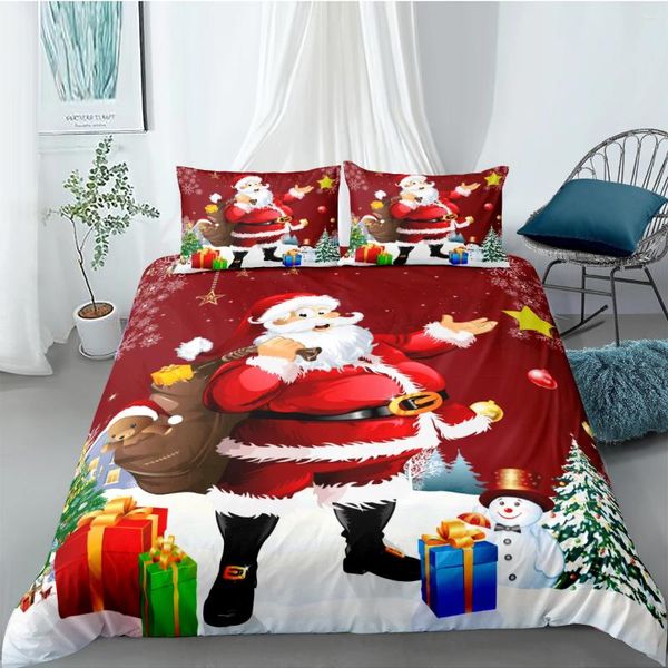 Bettwäsche -Sets 3D Duvet Cover -Set -Trösterkoffer Kissen Deckt umfassend Doppel -Doppel -Einzelgröße Weihnachtsmann Custom