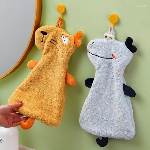 Handtuch Doppelschicht Hand nach Hause hängen absorbiert niedliche Cartoon Toilette Kinder Koralle Fleece Stoff Großhandel
