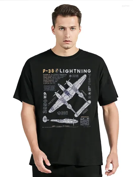 Kadın Tişörtleri P-38 Uçak Spitfire Retro Pilot Gömlek Erkekler Pamuk Komik Tişört veya Boyun Tshirt Giyim Tees