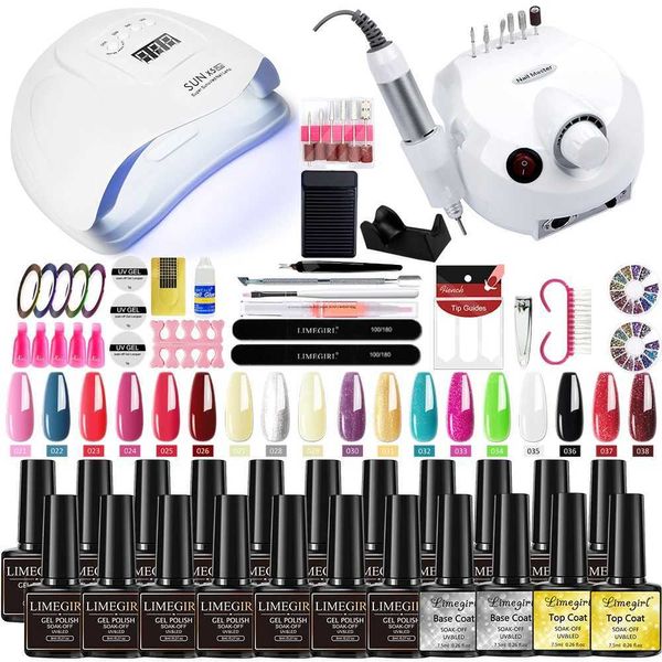 Kits de arte unhas Extensão de unhas Gel Gelish Conjunto de pregos 120W/54W LED Light Light UNIL Tool Conjunto de gel de unha plástico rápido T240510