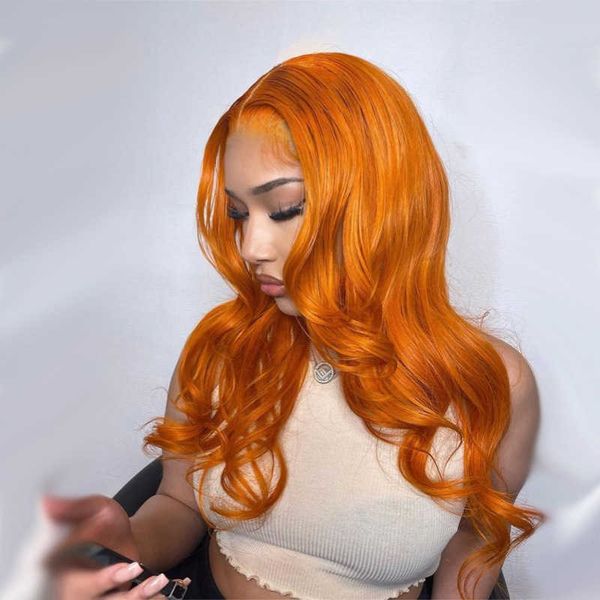 Parrucche nuove donne in fibra chimica Copertura arancione arancione arancioni lunghi capelli ricci con grandi onde
