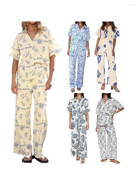 Roupas caseiras shorts de mangas curtas pijamas de pijama de desenho animado fofo japonês de mulheres curtas simples