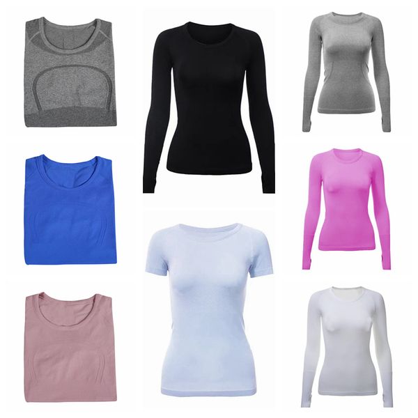 Frauen Yoga T-Shirt Langarmes Frauen mit hochselastischen atmungsaktiven Kurzarm-Top Schnelltrocknendnahtnaht ohne Sport-Cycling-Fitnessstudio Jogging Fitness-Kleidung