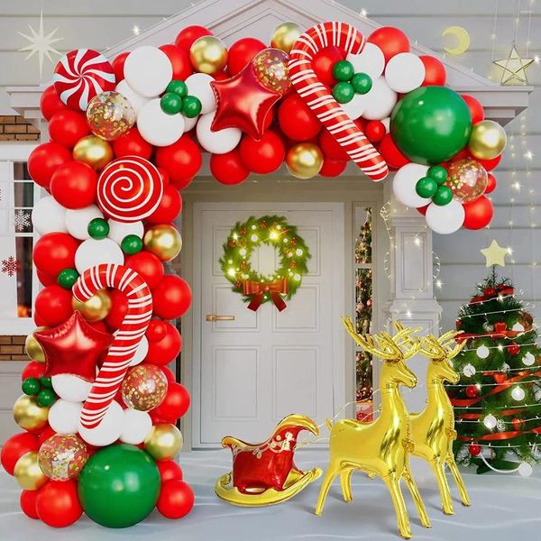 Party -Dekoration Weihnachtsballon Girlande Arch Kit Weiß Rot Gold Latex Süßigkeiten Geschenkbox Star Folie Globos Jahr Dekor Dekor