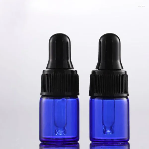 Speicherflaschen, die 1000 Stück/Los 1ml 2ml 3ml 5 ml Blue Glass Tropper Flasche Mini ätherisches Öl mit Pipette in den Vorräten verkaufen