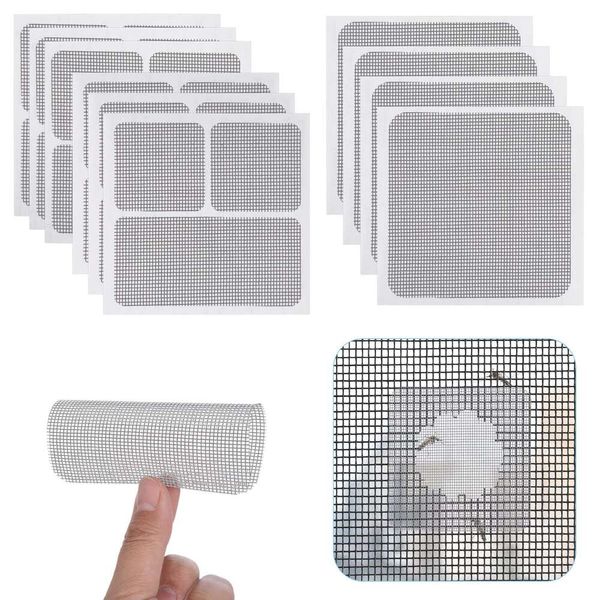 COBEE SELBSTE SOVESTESTESTESTEN KIT, 10 Blätter 3 Größen Bildschirmtürersatz-Kit Fiberglas Mesh Patches Trockenbauwerkzeuge Wandloch Schnellreparatur Patch (grau)