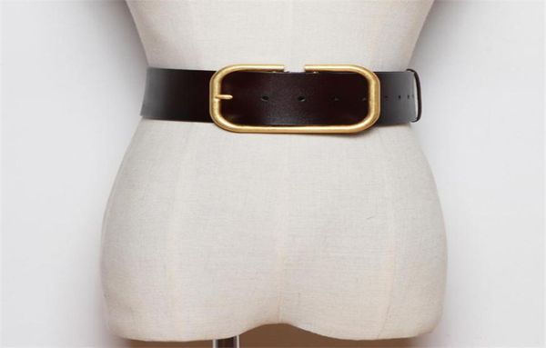 Fashion Genuine Leather Wide Belts for Women Color Gold Color Buckle Celring Belt Feminino Brand de designer de luxo Vintage J12096495908