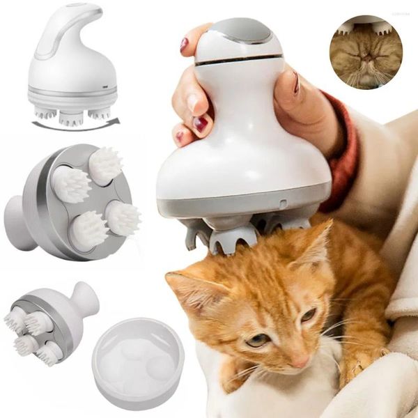 Transportadores de gatos 2024 Design patenteado Silicone Dragon Multifuncional Cabeça Massager de Animais de estimação Charging Electric Matening Scalp Massage