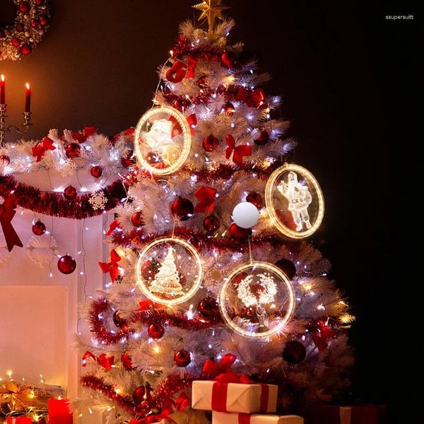 Figuras decorativas 2024 Design Iluminação de Natal Tree Snowman Snowman Acrílico Pingente Copo de Produto