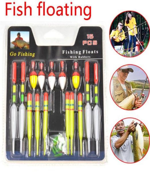 1 set 15 pezzi Aquarium Buota verticale Pesca di pesca galleggiante Assortita per la maggior parte dei tipi di pesci di pesca Cattura 9352789