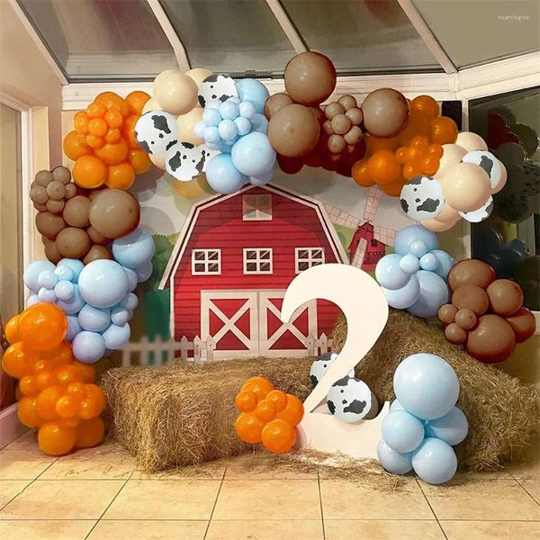 Partydekoration 119pcs Cow Ballon Girland Erz Kit Sand weiße Macaron Blau orange Latex Druckballons für Bauernhof Geburtstagdekorationen