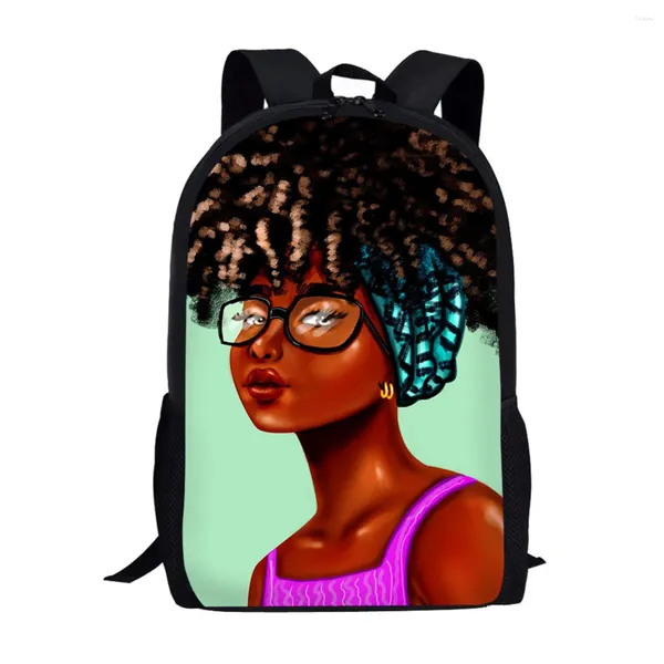 Backpack Fashion Trendy African Girl Notebook Backpacks Pupila School School School Print 3D Laptop de meninos/meninas à prova d'água Oxford