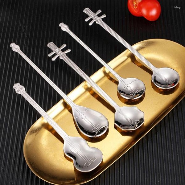 Strumenti musicali Spoon Manico lungo Mescolamento Spoon Creativo Cinetto Delicato Scoop Stato in acciaio inossidabile Stato caffè piccolo