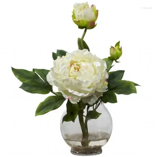 Flores decorativas Arranjo artificial de flores com vaso de vaso canelado Acessórios para decoração de crochê de crochê de crochê