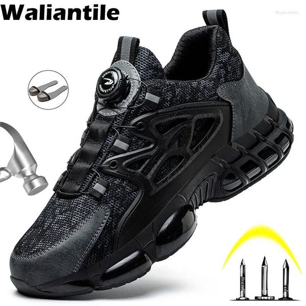 Botas Waliantile Marca Qualidade Segurança Sapatos para homens Construção Trabalho de aço de aço Anti-Smash Sneakers indestrutíveis macho
