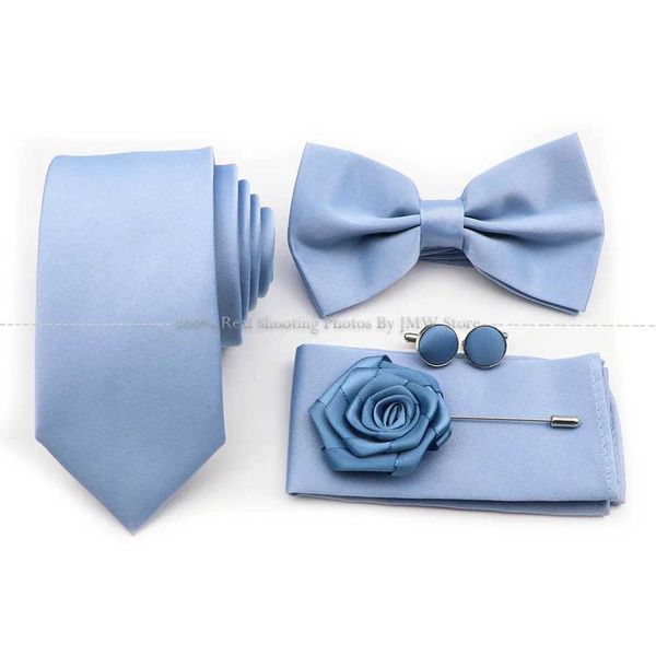 Set di cravatte set calda vendita blu viola blu salvia verde set poliestere cravatta bowtie spilla per pezzi per abiti da sposa.