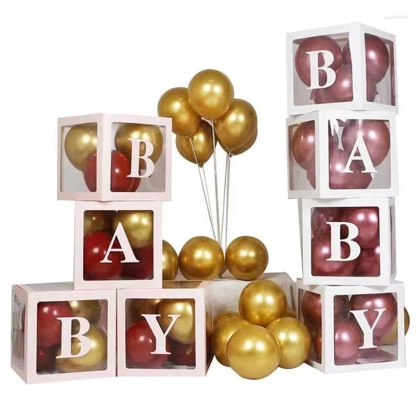 Abastecimento de festa 27/25cm Caixa de letra transparente personalizada A-Z Baby Shower Girl 1st Birthday Decoration Kids Wedding Balloon DIY