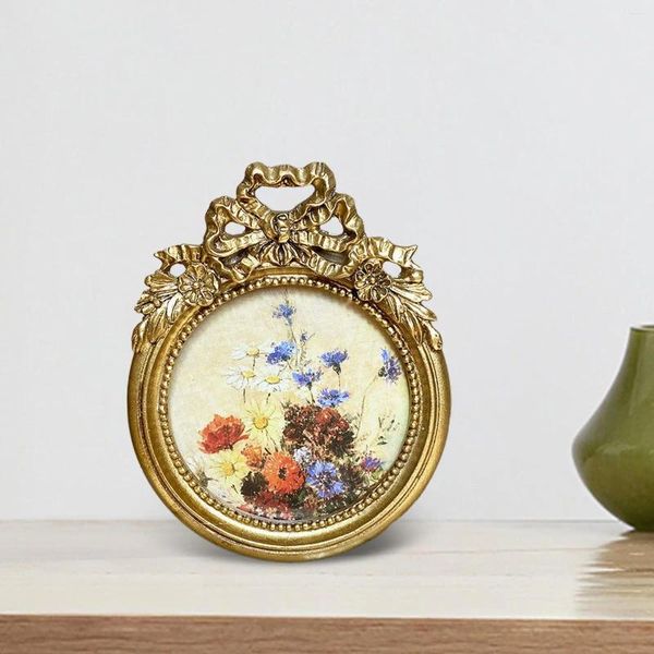 FRAMENTOS ANTIGO PO Frame Round Gallery Pequena mesa e parede pendurada para decoração de mesa de casa Decoração de noiva Idéias de presente