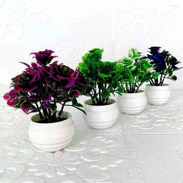 Flores decorativas Simulação de plástico artificial não feita 1 conjunto de plantas de rosas chinesas para decoração