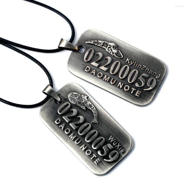 Charker vintage de ficção chinesa tumba Note Kylin Zhang Wuxie Colar pendente para homens Daomu Metal Dog Tag Ethnic Jewelry Gift