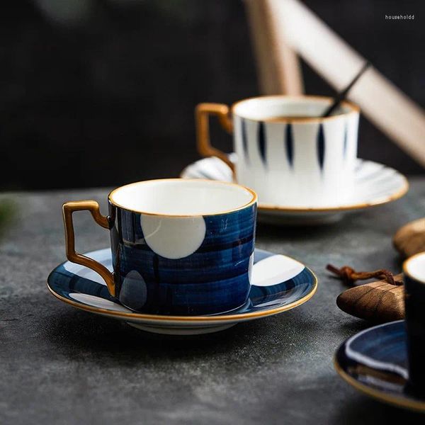 Tazze in stile giapponese tazza di caffè in ceramica set a mano dipinta glassa tè pomeridiano e piatti in porcellana tazze di moka espresso