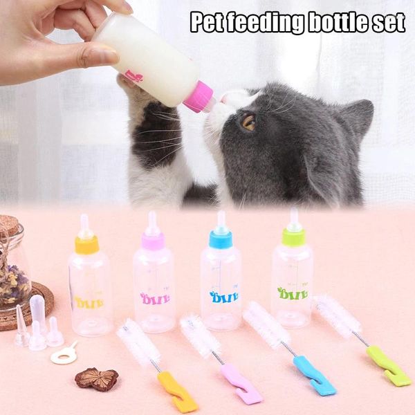 Cat Carriers Puppy Kits de garrafas de enfermagem com limpeza Brush Pet Feeding Replacement Miples Cuidado Conjunto Pre
