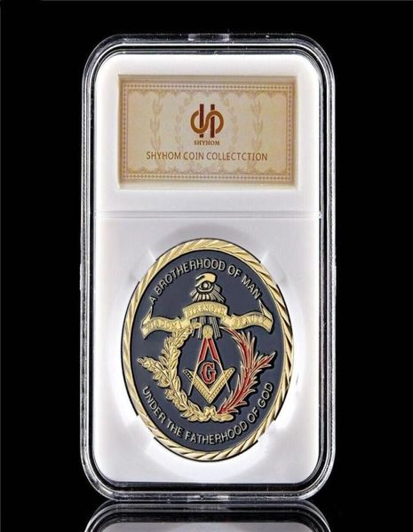 Hediyelik Sikke Para Avrupa Kardeşliği Masonik Masonluk El Sanatları 1 oz Altın Kaplama Koleksiyon Token Fiziksel WPCCB Box9531959
