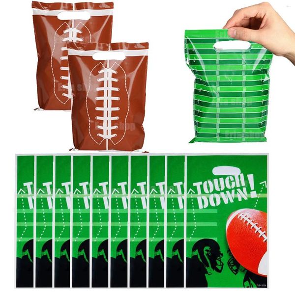 Wrap wrap all'ingrosso calcio e rugby a tema rugby bottino di caramelle in plastica manico per bambini favoriscono forniture di compleanno