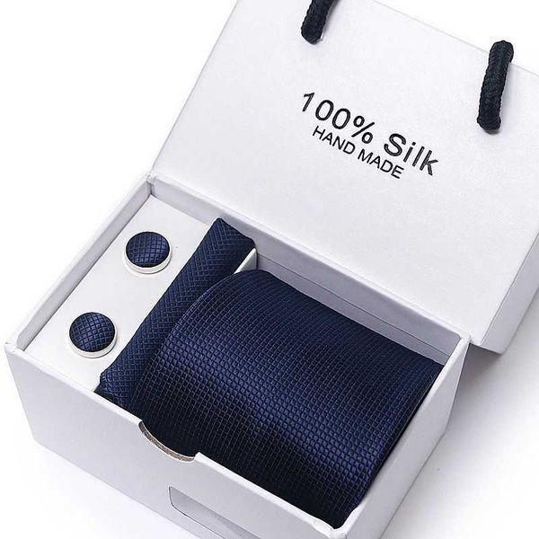 Cravatta set di moda marca di moda cravatta per uomo scatola regalo 100% slik tasca quadrati tascabile set di gemelli accessori per matrimoni