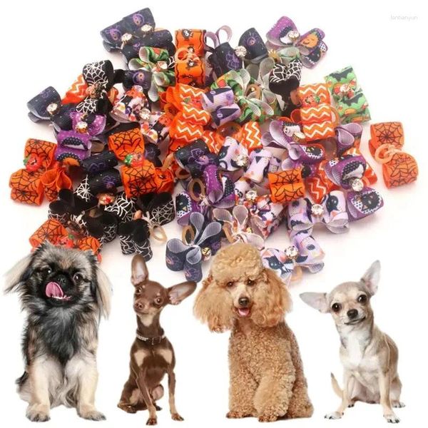 Collari per cani 30pcs/set di capelli da cartone animato cravatte elastiche a filo bowknots forma cani corde