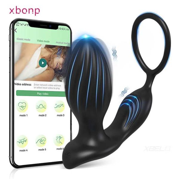 Andere Gesundheit Schönheit Artikel Bluetooth App Swing Anal Plug Vibrator Butt Plug Männliche Prostata -Massagegeräte mit Pennis -Ringspielzeug für Männer Paare Erwachsene Waren T240510