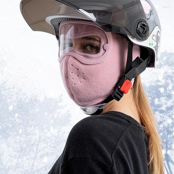 Tappi ciclistici da 1 pc Maschera per viso antipofresco Maschera per maschere traspirabili Cappuccio di scudo in pile con cappuccio di occhiali HD