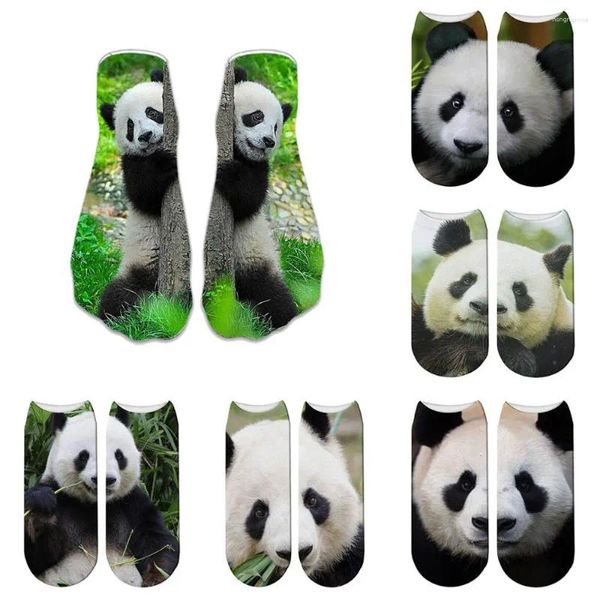 Herrensocken lustige süße Panda 3D gedruckt kurze Tierfrauen Terror Neuheit Mode Low -Cut -Design -Knöchel