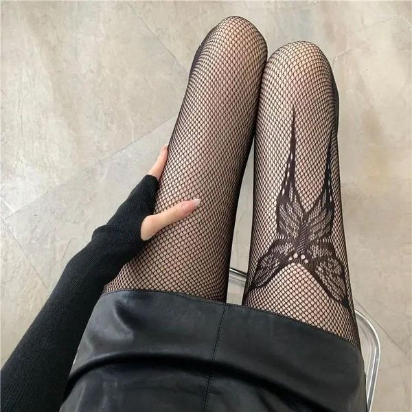 Frauen Socken Schmetterling Strumpfhosen Anime Strumpfhosen schwarzer Netzfischnetzstrümpfe sexy Harajuku Hosiery große Lolita G Gothic Clothes