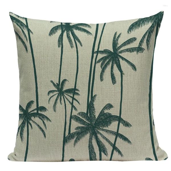 Kissenwurf Kissen Sofa Home Decor Polster 45x45cm Retro Tropische Blumenbezüge grüne Pflanzen Textil bequem E2216